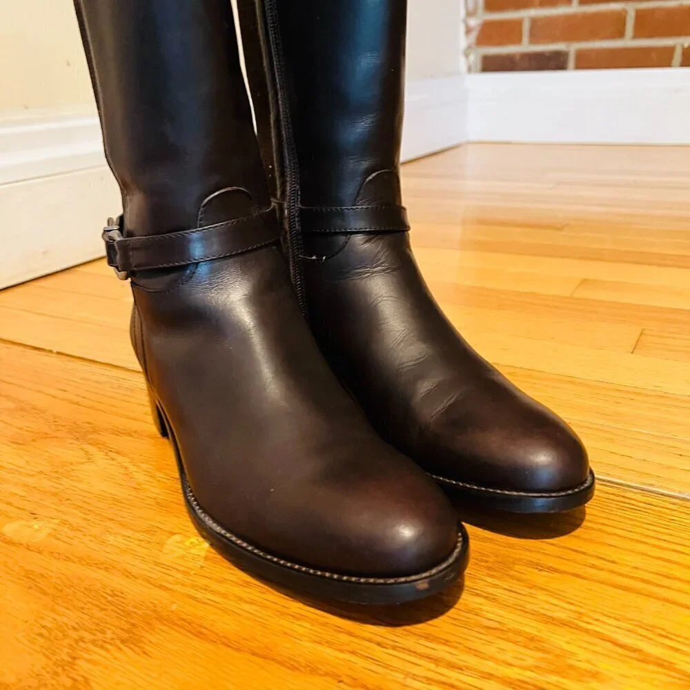 AQUATALIA Women's Brown Leather Knee High Boots 8.5